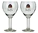 2 verres Leffe bière d’abbaye belge, verre calice, verre à pied 25 cl