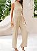 Rayson Zweiteiler Sommer Damen Ärmelloses Oberteil und Weite Hose hoher Taille mit Taschen Damen Trainingsanzug Set mit Kordelzug Casual Eleganz（Beige,L）