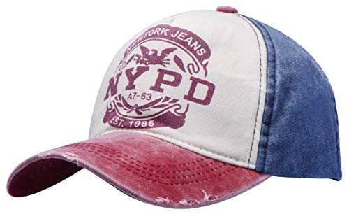 Wilhelm Sell® Elegante Gorra de béisbol en NYPD Estilo Vintage y Usado - tamaño: de 50 cm a 60 cm de Circunferencia de la Cabeza (01 Piezas - Azul) Cover