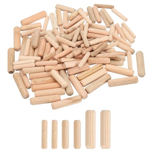 QUARKZMAN 180Pz 1/4 5/16 3/8 Perni di Legno per Dadi, Astine di Legno, Mobili per Lavorazione del Legno Scanalati Flautati, Perni di Legno Flautati per Artigianato, Progetti Fai da Te