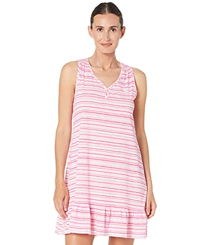 Lauren Ralph Lauren Classic Knits Sleeveless V-Neck Smocked Gown Pink Stripe Xs (Us 0-2) #TOP19