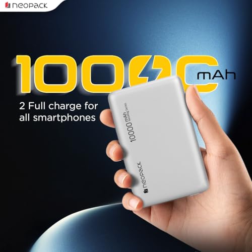 Image of Neopack Rapid Pro Magsafe Power Bank 10000 mAh with 25W Fast Wireless Charging | QI2 Technology | LED Indicator | Strong Magnetic Hold | USB-C In & Output Compatible with iPhone 12 & New Model, Silver