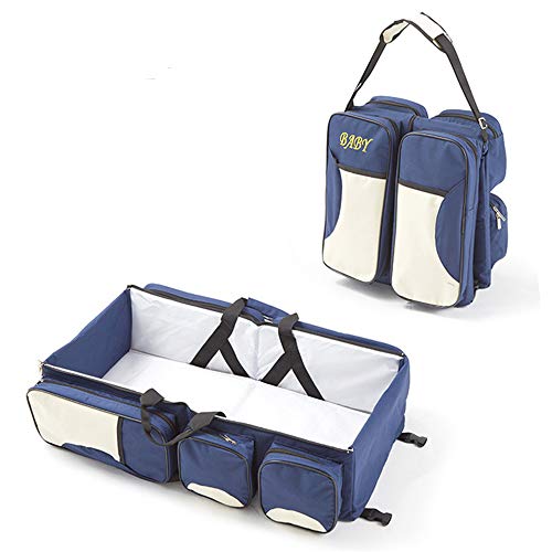 Chikencall® Multifunktionale Wickeltasche 3 in 1, Travel Stubenwagen Betttasche Tragbare faltbare Wickeltasche Mama Messenger Bag Kinderbett-Tragetasche für 0-12 Monate,Dunkelblau Cover