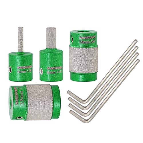 Stained Glass Grinder Bit - Diamond Bit Head Tools 1/8 1/4 3/4 1 in with 4pcs M5 Alley Wrench, Grinding Shaping for Glass, Ceramic, Tile, Stone
