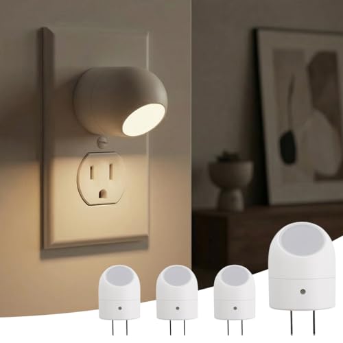 Image of Mini LED Night Light Plug-in Smart Sensor Directional Lamp with 360 Rotating Head Auto Dusk to Dawn Lighting Energy Saving Pet Friendly Wall Light
