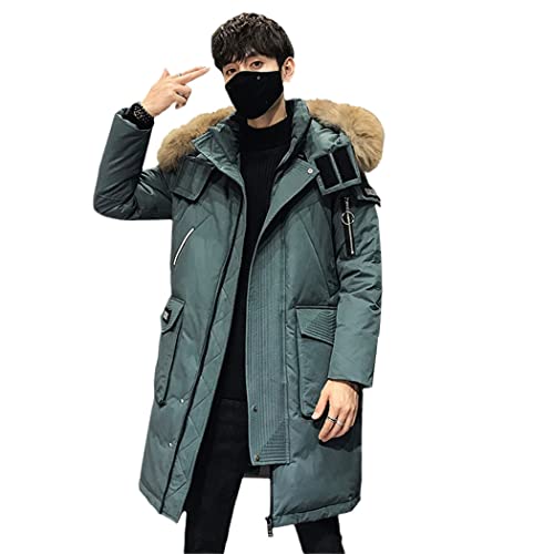 Parka d'hiver pour homme Haitpant bleu lac en duvet de canard blanc taille M avec col en fourrure