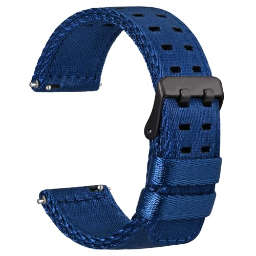 Image of WOCCI Double Holes Nylon Watch Bands, Silky Nylon Straps, Quick Release, Compatible Watch Lug Width 18mm 20mm 22mm
