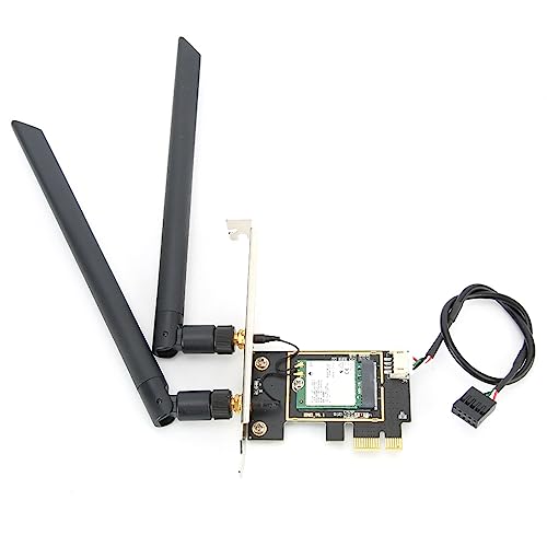 Tomantery Tarjeta Inalámbrica 9260NGW PCI-E con Antena de 8dBi, Adaptador de Red de Alta Velocidad de 1730Mbps para PC de Escritorio, para Entusiastas de los Juegos