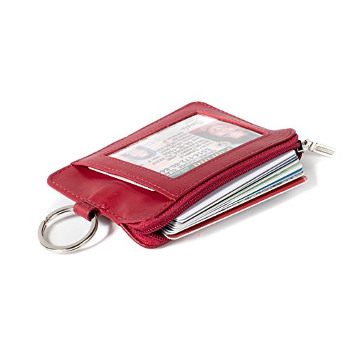 Rfid Slim Id Wallet Card Holder - Key Ring Front Pocket Wallet With Coin Zipper #TOP2