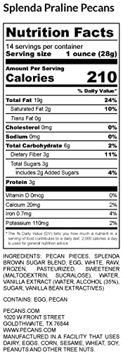 Splenda Sweet Praline Pecans-14 Oz Resealable Bag Gluten-Free & Low-Carb - Pecans.com Goldthwaite Tx #TOP3
