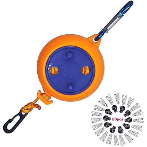 Camping Washing Line, 8 Meters Travel Clothesline Retractable Laundry Rope For Indoor Outdoor Heavy Duty, Adjustable Portable Drying Lines With 10 Fixed Buckles And 20 Clothespins Cover