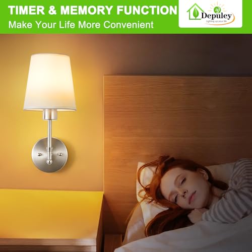 Image of Depuley Battery Operated Wall Sconce: Set of 2 Wireless Wall Lights with Remote for Bedroom - Rechargeable 15 Colors 19.9 inch Wall Lamp for Living Room Hallway Decor