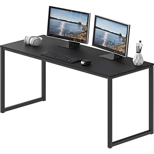SHW Mission 55-Inch Home Office Computer Desk, Black