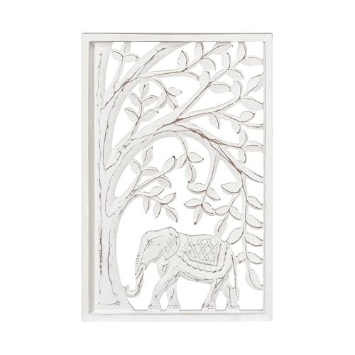 Image of JFY Designs Delmore Hand Carved Wooden Wall Panels Bedroom Decor