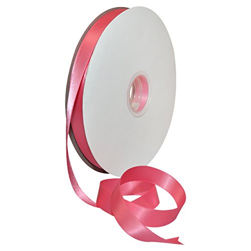 Image of Morex Ribbon 08816 /00-156 Double Face Satin Ribbon 5 /8 inch X 100 YD Hot Pink Ribbon for Gift Wrapping, Birthday Gift Cards, Satin Dress for Women, Silk Ribbons for Crafts, Wedding Gifts for Couple