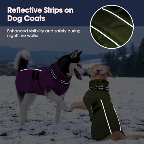 IECOii Winterjacken & Wintermäntel Für Hunde,XXXXL Haken & Schleife Hundejacke,Fleecemantel Hund,Wintermantel Hund Wasserdicht,Wintermantel Für Große Hunde,Einfaches EIN/Ausschalten,Armeegrön,4XL