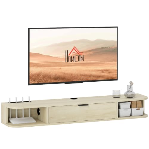 HOMCOM Mueble de TV Suspendido 50 Pulgadas120x24x16 cm Madera Natural