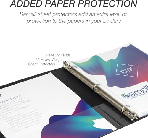 Image of Samsill Durable 0.5 Inch Binder, D Ring Binder, Customizable Clear View Cover, Black, 24 Pack, Each Holds 125 Pages