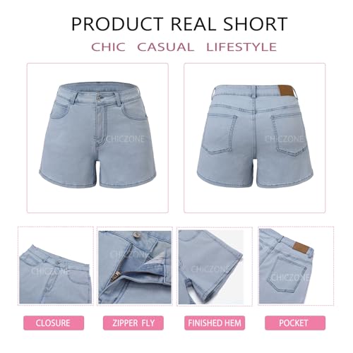 Image of CHICZONE Womens Mid-High Waisted Stretchy Denim Jean Shorts