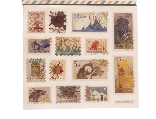 Image of 28 Pieces Cthulhu Stamps Stickers Paper Handmade Vintage Postcards Octopus Monster Bookmarkers Perfect Gift for Worth Collecting Art Gifts Collection (7 * 6.2Inches)