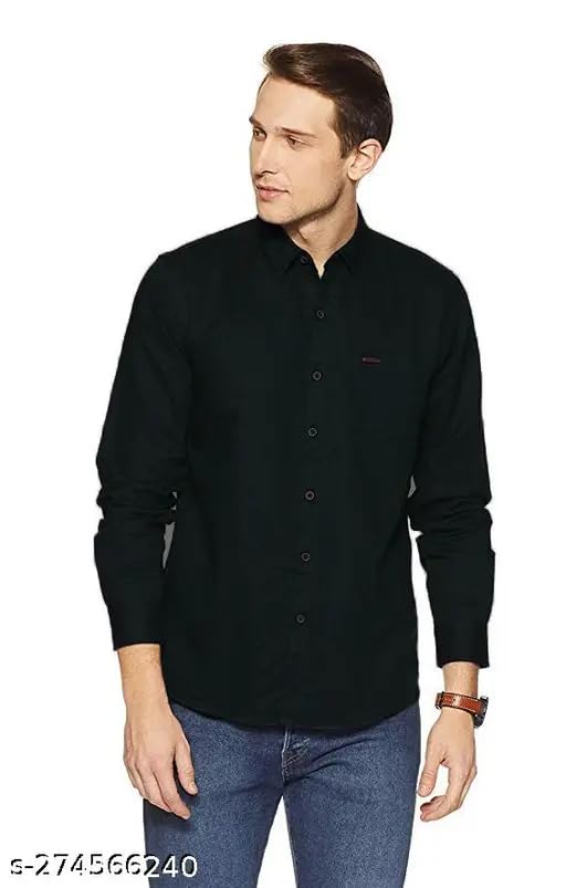 Image of Men's Cotton Casual Shirt, Brown, Full Sleeves, Regular Fit
