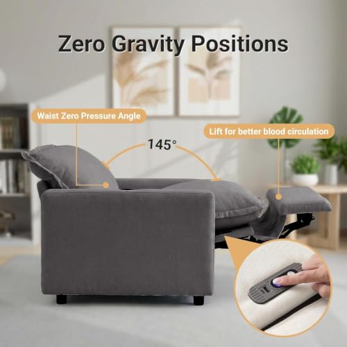 Image of 140.16 inch Power Reclining Sofa with Wireless Charging & Heated Seats, Smart Recliner Sectional Couch, Zero Gravity Recliner Modular Sofa, Deep Seat Cloud Couch for Living Room Home Theater, Grey
