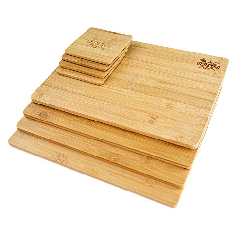 Dan&Co Bamboo Placemats and Coasters Set 4 | Wooden Table Mat, Non-Slip & Eco-Friendly Wooden Placemats | Easy Clean Place Mats for Dining Table