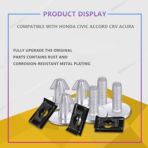 Neynavy 14 Pcs Lower Engine Cover Bolt Pin Screws, Radiator Engine Access Cover Pin Radiator Pin Clips, Lower Engine Cover Bolt Radiator Access Cilps, Suitable For Honda (Silver) #TOP4