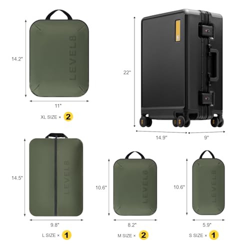 Image of LEVEL8 Zipperless Carry On Suitcase Airline Approved with Aluminum Frame, Hard Shell Luggage with Spinner Wheels, Metal Travel Luggage, 20 Inch, Black