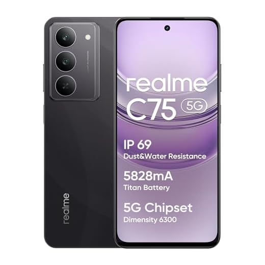 realme C75 5G Smartphone, 8+256GB, Batteria Titan da 5828 mAh, Chipset Dimensity 6300 5G, Display con Modalità comfort visivo da 120 Hz, Fotocamera AI da 50 MP, Nero