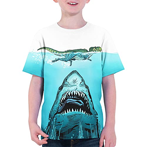 Asylvain Dinosaur Shirts For Boys Girls Animal Print Graphic Tees 3D Short Sleeve Hawaiian Tee Shirts Size 14-16 #TOP2