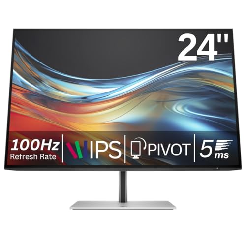 Image of HP Series 7 Pro 24 Inch WUXGA Desktop Monitor 724pn 100Hz IPS 16:10 350 nits Anti-Glare Height Adjustable Tilt Swivel Pivot VESA Mountable HDMI USB Hub DisplayPort 5ms Black /Silver 8X534AA (Renewed)