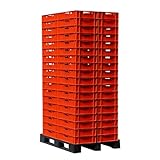 Palette E1 Kisten 60x40x15 cm Fleischkiste Lagerkiste Metzgerkiste - 72 Stück in rot