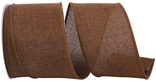 Reliant Ribbon 92573W-705-40F Everyday Linen Value Wired Edge Ribbon, 2-1/2 Inch X 10 Yards, Chocolate Brown