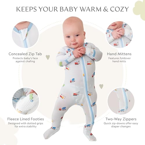 Image of Bamboo Little Soft Baby Footie Pajamas, Baby Clothes, Newborn Sleepers, 95% Viscose and 5% Spandex, 0-24 Months
