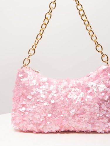 MakeMeChic Women's Evening Party Sparkly Sequin Shoulder Handbags Hobo Bags Purses3