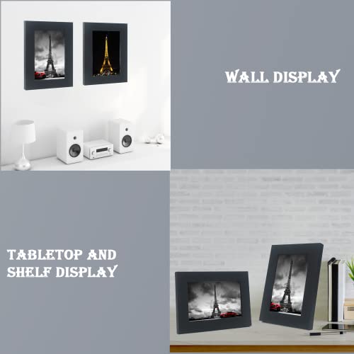 4 X 6 '' Black Picture Frame With Glass Window Set Of 3,6 x 4''Gallery Photo frame 4x6 Inch stylish photo frames with a delicate Wooden grain texture For Wallmounted & Desk Top - Image 2