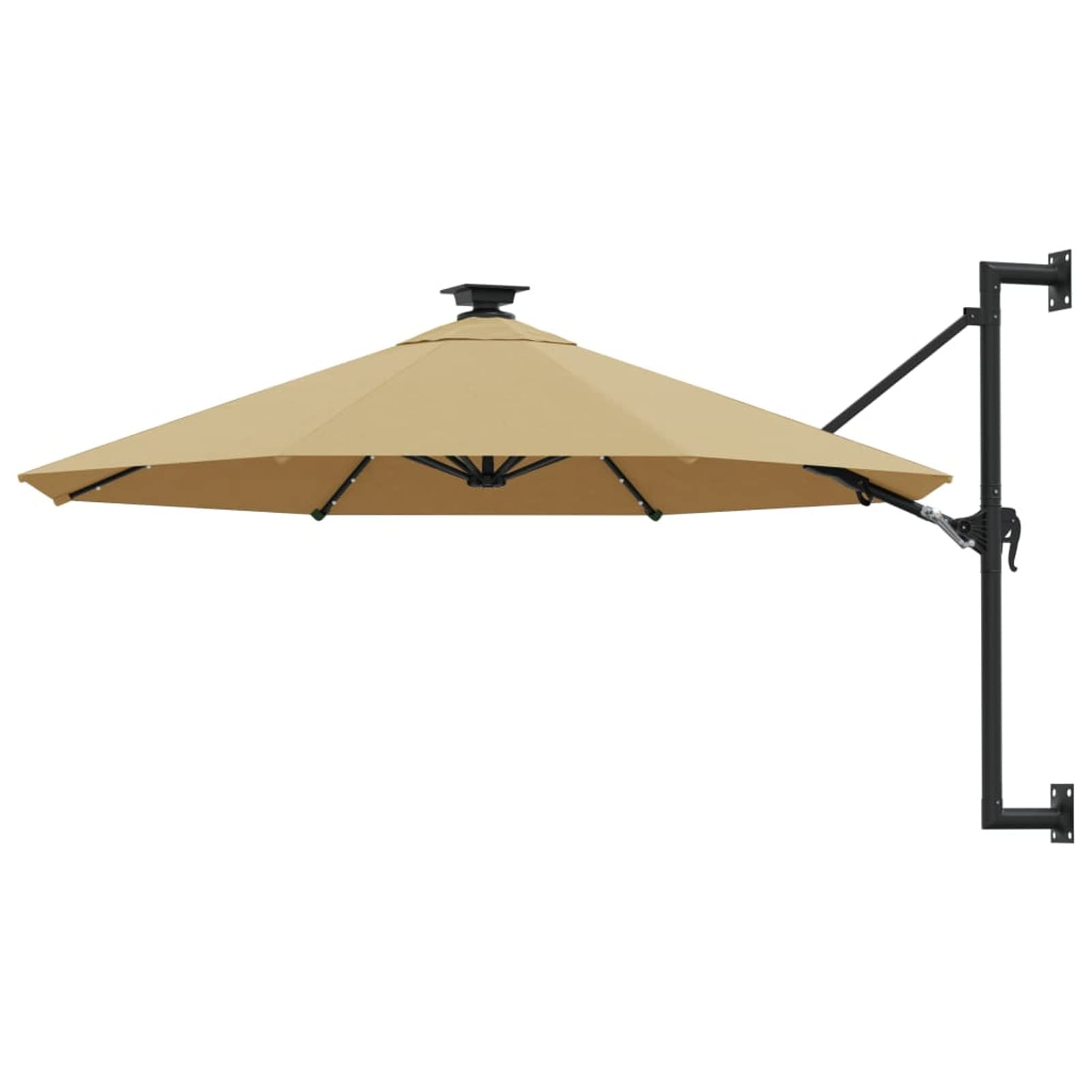 BULANED Sombrilla de pared con LED, Parasol Terraza, Sombrilla Terraza Exterior, Sombrilla Playa, Parasol Exterior, Sombrilla De Jardín,s y poste de metal 300 cm taupé