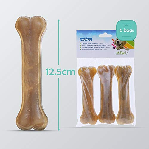 Nobleza - Hunde Kauknochen 12.5CM x 18 Stück, 100% Natürliche Rinderhautknochen und Hundeknochen für Hunde Groß, Dog Bones Proteinreiche