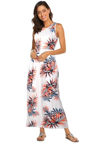 Image of Hount Women's Summer Sleeveless Striped Flowy Casual Long Maxi Dress with Pockets