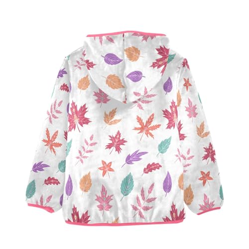 OTVEE Autumn Colorful Leaves Kids Hoodie Jacket Fall Spring Full Zip Warm Outwear Coat2