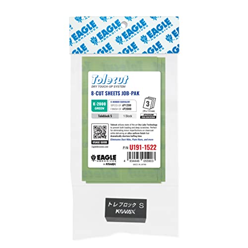 Tolecut PSA 8-Cut Block Sanding Sheets Job-PAK, Green K-2000, U191-1522, 3 Sheets + 1 Toleblock