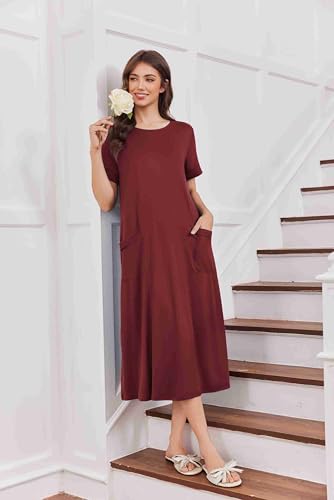 Ekouaer Long Nightgowns for Women Soft House Dress Plus Size Moo Moos - image 5