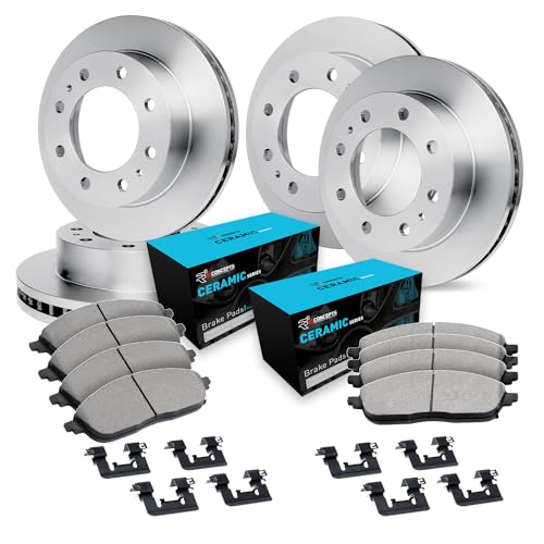 Image of R1 Concepts Front and Rear Brake Kit Fits 2001-2010 Chevrolet Silverado, GMC Sierra; 2003-2004 Chevrolet Avalanche| Ceramic Pads, Blank Rotors| Hardware| 12.8 inch Front & 13.0 inch Rear