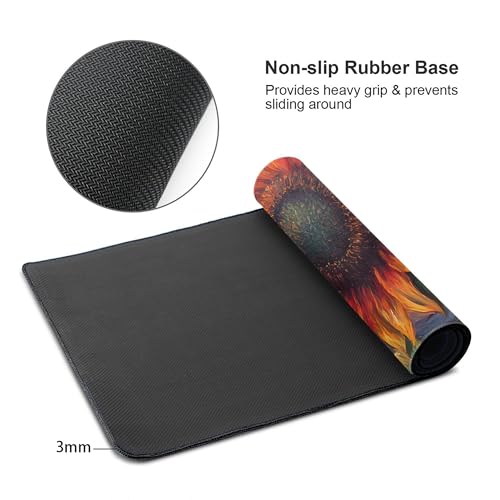 Image of Sunflower Bee Extended Gaming Mouse Pad, with Stitched Edges Large Mouse Pad Desk Protector, Rubber Base Mousepad Keyboard Mouses Mat for Work Game Office Home- 32 inch X 12 inch Inch,E788
