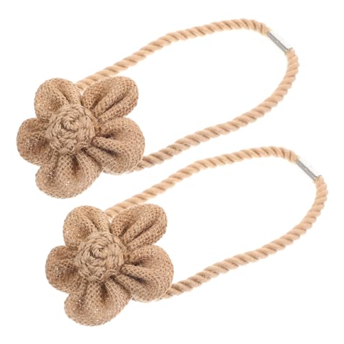 EXHUMKY 2 Piezas Alzapaños Magnéticos de Algodón y Lino con Flores Sujetador Decorativo para Cortinas para Salón Dormitorio y Oficina