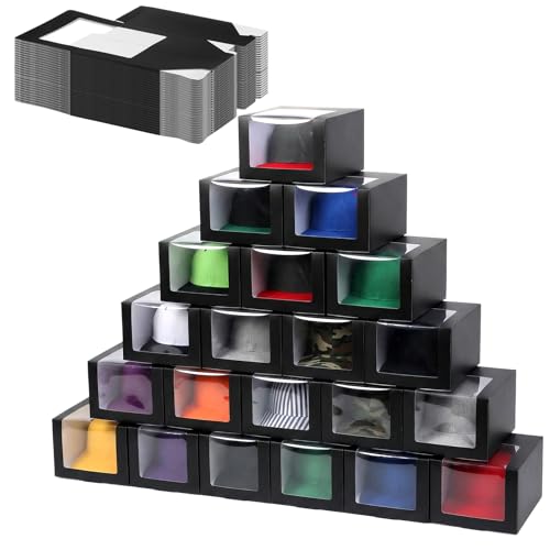 Xaajooio 20 Pcs Black Hat Boxes with Window Hat Display Storage Organizer for Baseball Caps