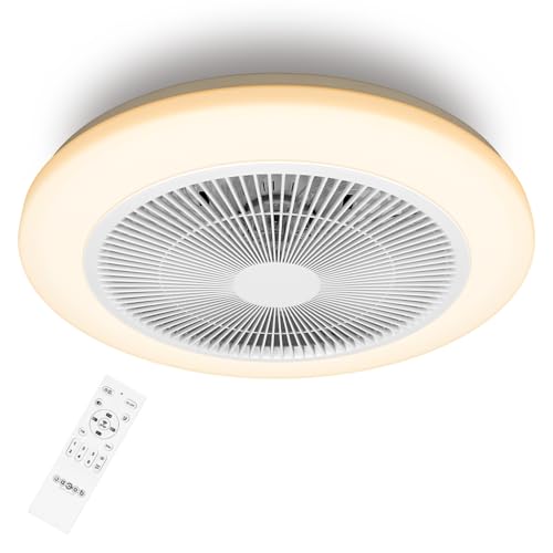 Aigostar Ventilador de Techo con Luz y Mando a Distancia, Ventilador de Techo Silencioso con Temporizador y Luz Nocturna, 6 Velocidades, LED Dimmerabile, Motore DC Reversibile