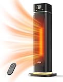 24' Space Heater, JRD Fast Heating Portable Electric Heater with Remote, Night Light, 80° Oscillation,4 Mode, Overheat&Tip-Over Protection, Ceramic Heat for Bedroom Office Indoor