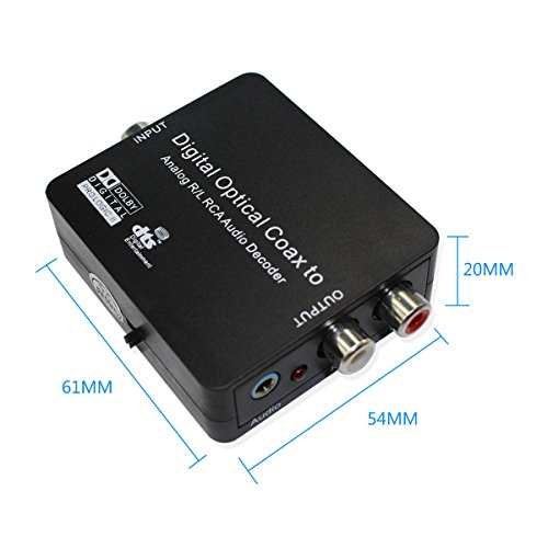 Digital To Analog Converter Digital Spdif Toslink To Analog Stereo Audio L/R Converter Adapter Supportdts D2A,Dts Audio Decoder With Optical Cable And Us Power Adapter #TOP3